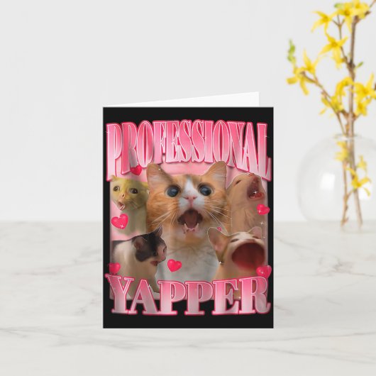 Professional Yapper Cat Funny Oddly Specific Dank  Kaart (Gele Bloem)