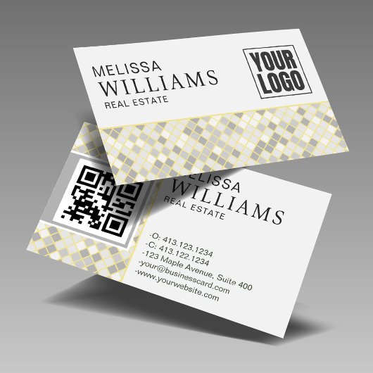 Professional Yellow & Gray QR Code Logo Visitekaartje