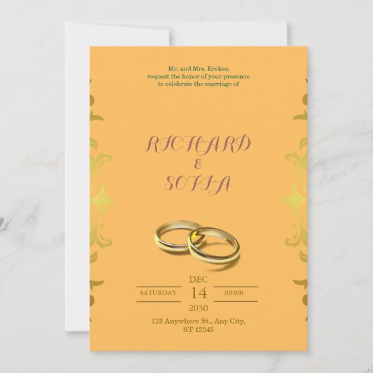 Professional Yellow & Orange Wedding Invitation (Devant)