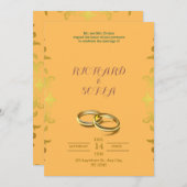 Professional Yellow & Orange Wedding Invitation Kaart (Voorkant / Achterkant)