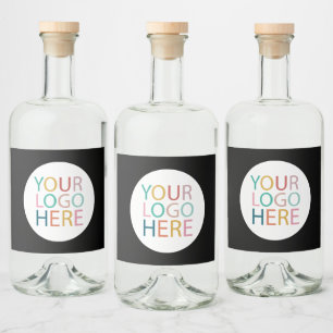 Professioneel Aangepast Bedrijf Logo Business Zwar Likeurfles Etiket