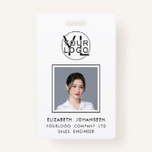 Professioneel Bedrijf Black Logo Medewerker Foto-I Badge (Voorkant)