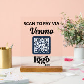 Professioneel bedrijf Logo QR Code Business Blue Acryl Bord (Huwelijk)