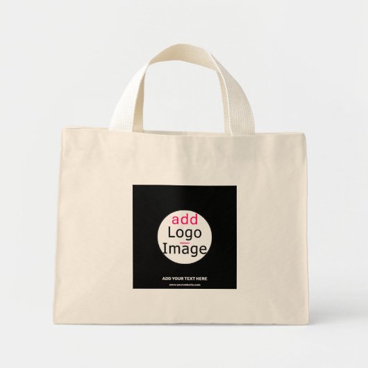 Professioneel bedrijfsmerk zwart mini tote bag (Voorkant)