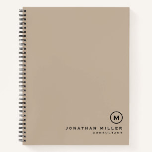 Professioneel beige zwart monogram notitieboek