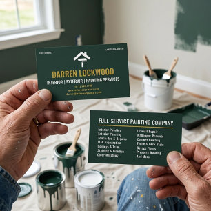 Professioneel Binnen- en Buitenschilder Groen Wit Visitekaartje