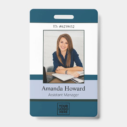 Professioneel blauw aangepaste fotobedrijf ID Comp Badge (Voorkant)