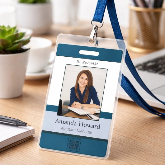 Professioneel blauw aangepaste fotobedrijf ID Comp Badge
