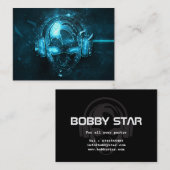 Professioneel blauw DJ-logo visitekaartje (Voorkant / Achterkant)