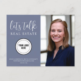 Professioneel Blauw Info Foto Real Estate Briefkaart
