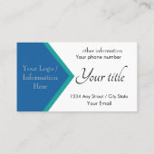 Professioneel blauw minimaal visitekaartje (Achterkant)