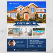 Professioneel blauw open huis onroerend goed flyer (Voorkant)