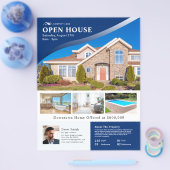 Professioneel blauw open huis onroerend goed flyer (Enkel)