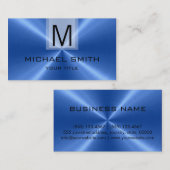 Professioneel blauw roestvrij staal monogram visitekaartje (Voorkant / Achterkant)