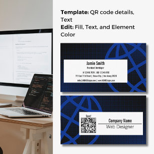 Professioneel Blauw Web Designer Visitekaartje