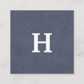 Professioneel blauw, wit monogram vierkante visitekaartje (Voorkant)