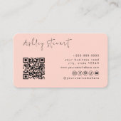 Professioneel Blush QR Code Logo Minimal Script Visitekaartje (Voorkant)