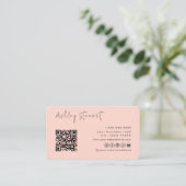 Professioneel Blush QR Code Logo Minimal Script Visitekaartje (Staand voorkant)