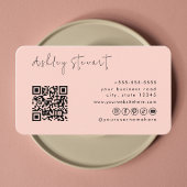 Professioneel Blush QR Code Logo Minimal Script Visitekaartje