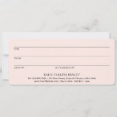 Professioneel Blush Roze Eenvoudig Cadeaubon (Achterkant)
