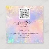 Professioneel boegbeeld Glitter Holograaf Blue Vierkante Visitekaartje (Achterkant)