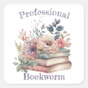 Professioneel Boekenwurm, Boekliefhebber Vierkante Sticker