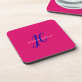 Professioneel Calligrafie Script Monogram Girly Bier Onderzetter (Linkerzijde)