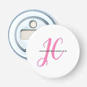 Professioneel Calligrafie Script Monogram Girly Button Flesopener