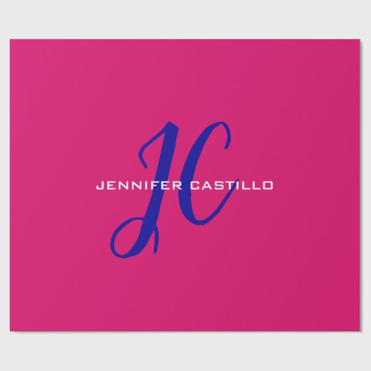 Professioneel Calligrafie Script Monogram Girly Cadeaupapier (Vlak)