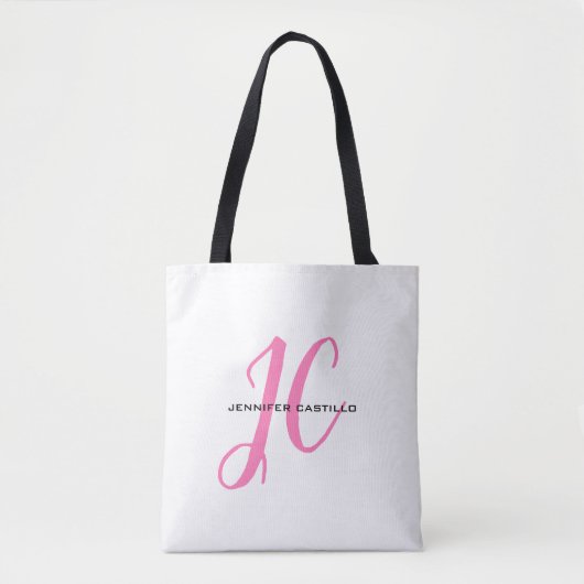 Professioneel Calligrafie Script Monogram Girly Draagtas (Voorkant)