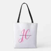 Professioneel Calligrafie Script Monogram Girly Draagtas (Achterkant)