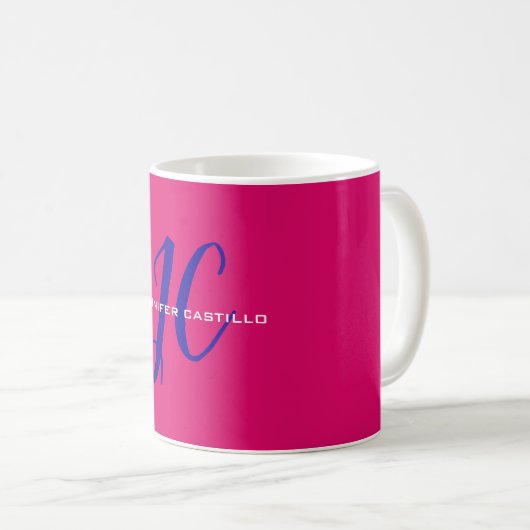 Professioneel Calligrafie Script Monogram Girly Koffiemok (Voorkant rechts)