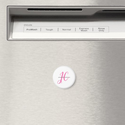 Professioneel Calligrafie Script Monogram Girly Magneet (Insitu (Vaatwasser))