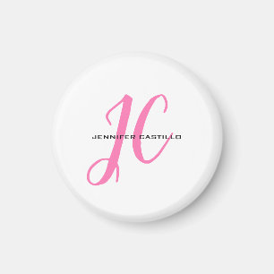 Professioneel Calligrafie Script Monogram Girly Magneet