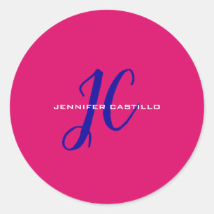 Professioneel Calligrafie Script Monogram Girly Ronde Sticker