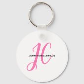 Professioneel Calligrafie Script Monogram Girly Sleutelhanger (Voorkant)