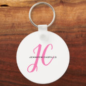 Professioneel Calligrafie Script Monogram Girly Sleutelhanger (Achterkant)