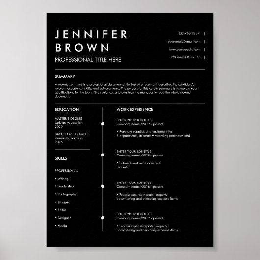 Professioneel cv-template modern cv digitaal poster (Voorkant)