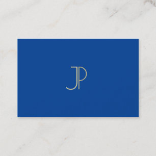 Professioneel diep blauw modern Monogram elegant b Visitekaartje