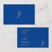 Professioneel diep blauw modern Monogram elegant b Visitekaartje (Voorkant / Achterkant)