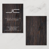Professioneel Donkerbruin Hout Wit Monogram Visitekaartje (Voorkant / Achterkant)
