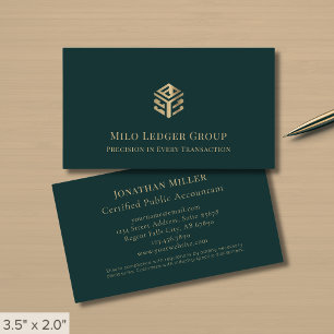 Professioneel donkergroen gouden logo visitekaartje