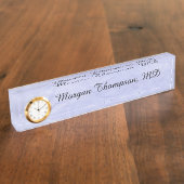 Professioneel, eenvoudig blauw naambordje (Zijkant)