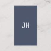 Professioneel eenvoudig blauw wit monogram visitekaartje (Voorkant)