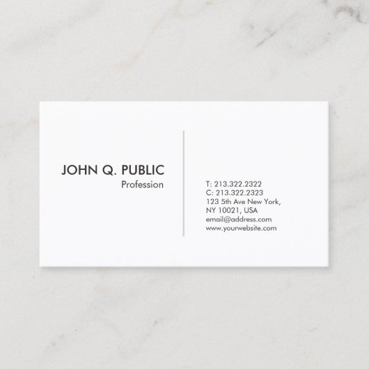 Professioneel, eenvoudig design elegant, wit visitekaartje (Voorkant)
