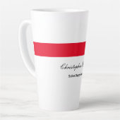 Professioneel Eenvoudig Gewoon Rood Wit Latte Mok (Linkerhoek)