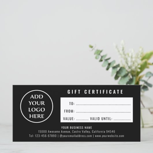 Professioneel Eenvoudig Logo Winkel Gift Certifica (Staand voorkant)
