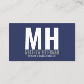 Professioneel Eenvoudig Marine Blauw Monogram Visitekaartje (Voorkant)