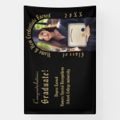 Professioneel eindexamenfoto in goud en zwart spandoek (Verticaal)