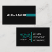 Professioneel Elegant Blauwgroen Modern Plain Zwar Visitekaartje (Voorkant / Achterkant)